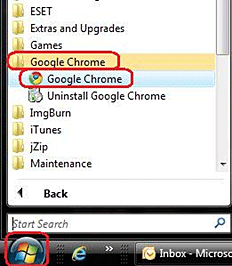 Windows Start Menu, Chrome